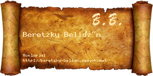 Beretzky Belián névjegykártya